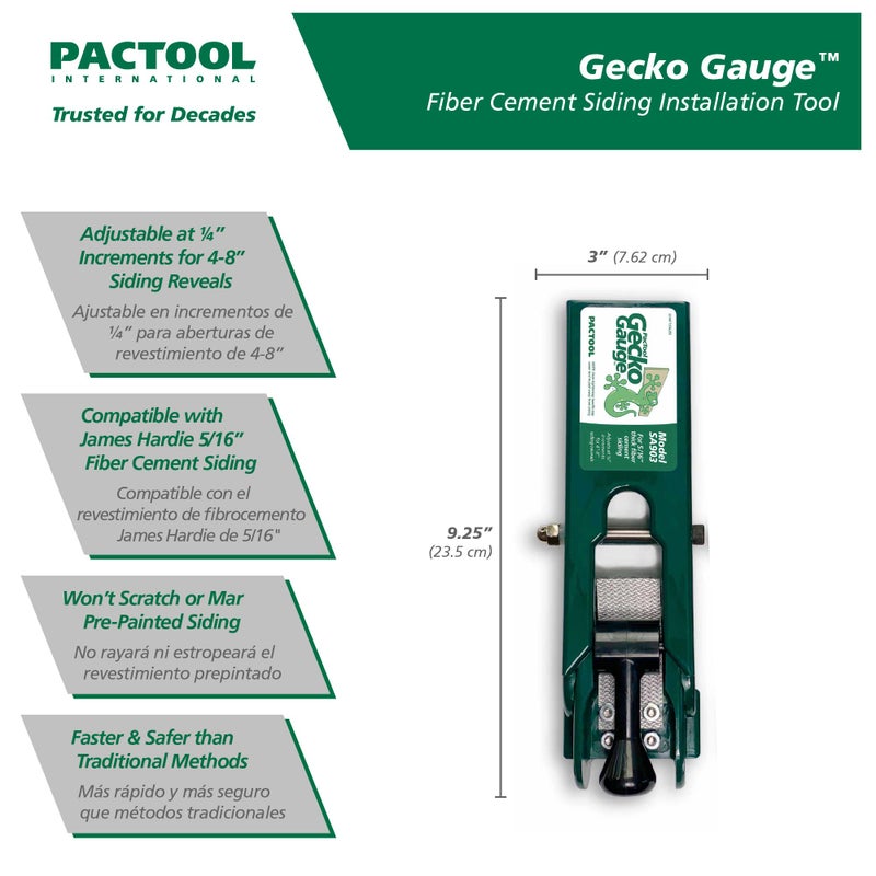 PacTool Gecko Gauge, The Original Home Siding Installation Kit - For Use with 5/16 Inch Fiber Cement Siding and James Hardie Siding, Includes 2 Gecko Gauge Clamps - Image 2